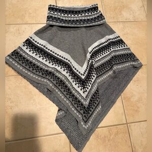 Say What? Black and Gray Knit Poncho